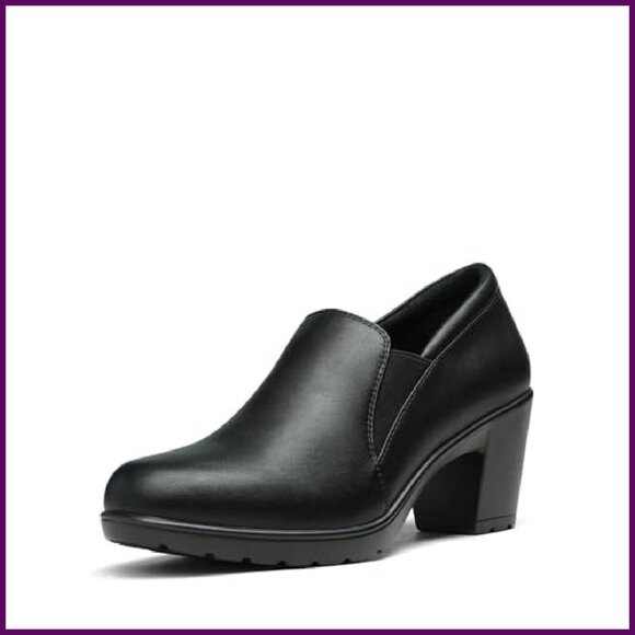 Low Chunky Block Heel Pumps Slip-On Loafers Dress Work Shoes - Picture 2 of 8